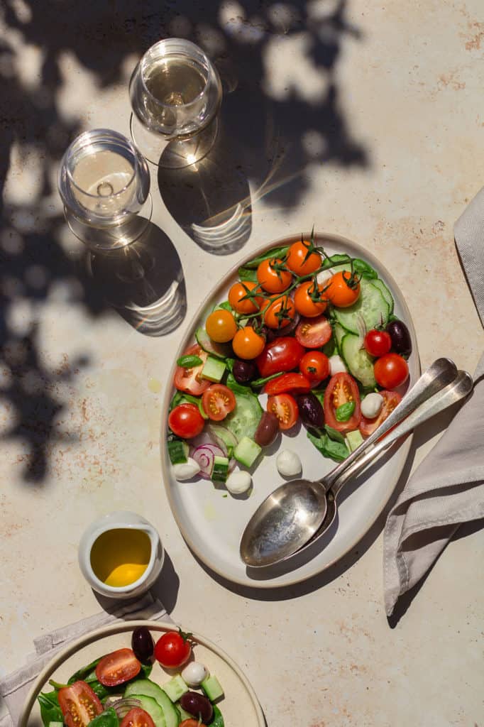 greek salad food and beverage photography