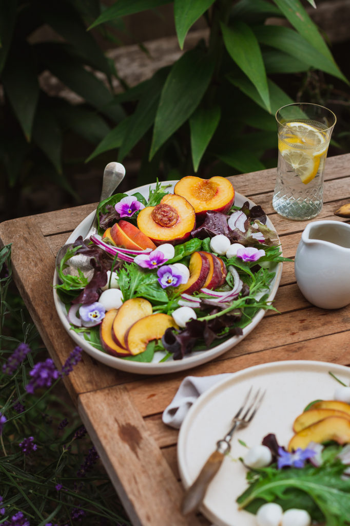 peach salad food and beverage photography