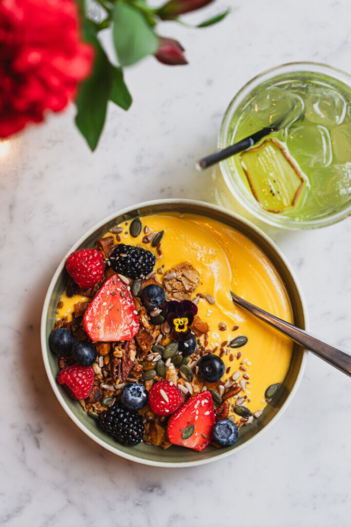 London restaurant photographer smoothie bowl and juice